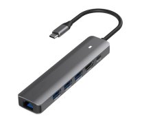 Adapter USB Type-C - HDMI, LAN, 3x USB 3.0 Type-A, USB Type-C PD100W | CA913909
