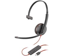 Poly Blackwire 3210 Mono Wired Headset, USB-C, USB-C/A Adapter (Bulk), Black