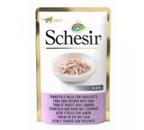 Schesir Cat Tuna and Chicken with Ham, 85g - tuncis, vistas fileja un šķiņķis želejā