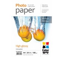 ColorWay Photo Paper 20 pcs. PG180020A4 Glossy, White, A4, 180 g/m²