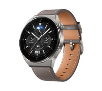 Huawei WATCH GT 3 Pro Smart watch, GPS (satellite), AMOLED, Touchscreen, Heart rate monitor, Activity monitoring 24/7, Waterproof, Bluetooth, Titanium Case with Gray Leather Strap, Odin-B19V