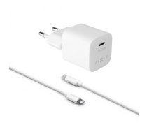Fixed Mini USB-C Travel Charger USB-C/Lightning Cable Fast charging, White, 20 W