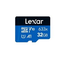 Lexar | Memory card | LMS0633032G-BNNNG | 32 GB | microSDHC | Flash memory class UHS-I Class 10 | Adapter