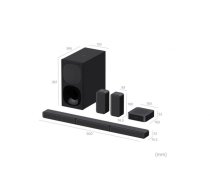 Sony | HT-S40R 5.1ch Home Cinema Soundbar with Wireless Rear Speakers | Black | No | USB port | Wi-Fi | Bluetooth | Wireless connection