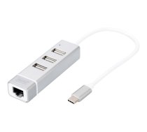 Digitus | USB Type-C 3-Port Hub + Fast Ethernet LAN Adapter | DA-70253