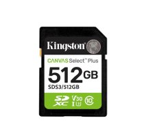 Kingston Canvas Select Plus | 512 GB | SD | Flash memory class Class 10, UHS-I, U1/U3, Video Class 10/30