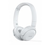 PHILIPS UpBeat bezvadu austiņas ar galvas stīpu un mikrofonu, baltas