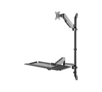 DIGITUS Sit-Stand Workstation Wall Single Mount, Max load 1-8 kg, max Screen Size: 17"-32", Black | DA-90372 Monitora turētājs