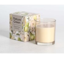 EVELEKT Scented candle in glass NATURE GREEN H9,5cm, French Pear & Freesia Aromātiskā svece