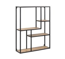 EVELEKT Wall shelf SEAFORD 75x20xH91cm, shelves: laminated particle board, color: oak, frame: black metal Plaukts