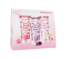 DERMACOL Flower Power Women Shower Cream Magnolia Flower 200 ml + Shower Cream Lilac Flower 200 ml + Shower Cream Rose Flower 200 ml Dāvanu komplekts