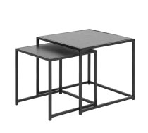 EVELEKT Coffee table SEAFORD 2pcs, table top: melamine, color: ash black, frame: metal, color: black Žurnālgaldiņu komplekts