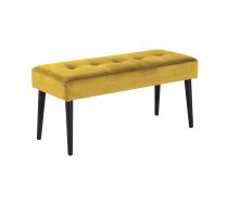 EVELEKT Bench GLORY 38x95xH45cm, fabric: yellow, tuftings, metal legs powder coated, rough matt black Sols