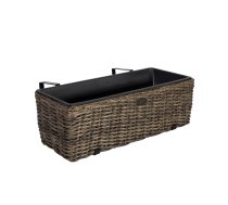 EVELEKT Balcony flower box WICKER 60x19xH18cm, plastic wicker, color: dark brown Balkona puķu kaste