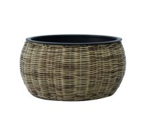 EVELEKT Planter WICKER D37xH19cm, light brown Puķu pods