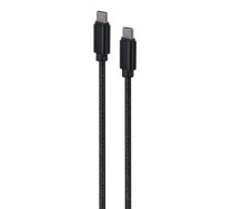 GEMBIRD CCDB-mUSB2B-CMCM-6 Cotton braided Type-C male-male USB cable with metal connectors, 1.8 m, black color CCDB-mUSB2B-CMCM-6 Vads