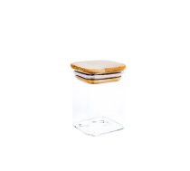 EVELEKT Glass jar THERON 6x6xH8cm with a lid, square Trauks produktu uzglabāšanai