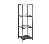 EVELEKT Shelf SEAFORD 35x37x119,5cm, shelves: clear/ matt black 5mm glass, color: oak, frame: black metal Plaukts