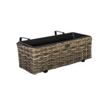 EVELEKT Balcony flower box WICKER 60x19xH18cm, plastic wicker, color: beige Balkona puķu kaste