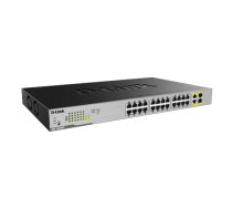 D-LINK Switch DGS-1026MP Unmanaged, Rack mountable, 1 Gbps (RJ-45) ports quantity 24, SFP ports quantity 2, PoE/Poe+ ports quantity 24, Power supply type Single Komutators