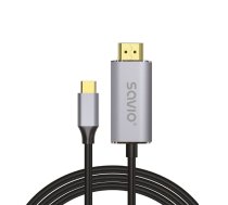 SAVIO USB-C to HDMI 2.0B cable, 2m, silver / black, gold tips, CL-171 CL-171 Vads