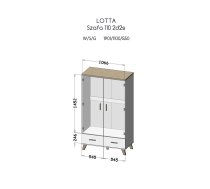 CAMA MEBLE Cama wardrobe LOTTA 2D2D white + sonoma oak LOTTA SZAFA Skapis