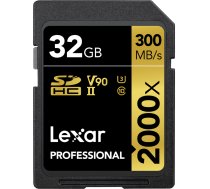 LEXAR PRO 2000X SDHC/SDXC UHS-II U3(V90) R300/W260 (W/O CARDREADER) 32GB LSD2000032G-BNNNG Atmiņas karte