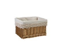 EVELEKT Basket MAX-5, 30x20xH18cm, weave, color: light brown, fabric with lace Grozs