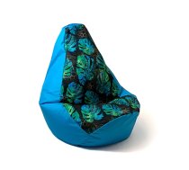 GO GIFT Sako bag pouffe Pear print blue-monstera L 105 x 80 cm Sēžammaiss