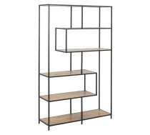 EVELEKT Shelf SEAFORD 114x35xH185cm, shelves: laminated particle board, color: oak, frame: black metal Plaukts