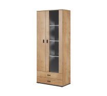 CAMA MEBLE Cama display cabinet SOHO S6 2D2S lefkas oak/black SOHOWITS6 LEF Vitrīna