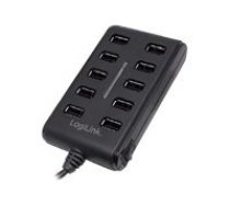 LOGILINK UA0125 USB Hub 10-Port USB2.0 with power adapter 3.5A, | UA0125 USB centrmezgls