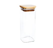 EVELEKT Glass jar THERON 6x6xH15cm with a lid, square Trauks produktu uzglabāšanai