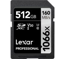 LEXAR PRO 1066X SDXC U3 (V30) UHS-I R160/W120 512GB LSD1066512G-BNNNG Atmiņas karte