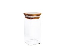 EVELEKT Glass jar THERON 6x6xH12cm with a lid, square Trauks produktu uzglabāšanai