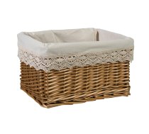 EVELEKT Basket MAX-3, 40x30xH24cm, weave, color: light brown, fabric with lace Grozs