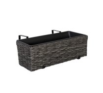 EVELEKT Balcony flower box WICKER 60x19xH18cm, plastic wicker, color: grey Balkona puķu kaste