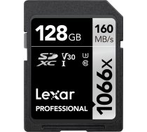 LEXAR PRO 1066X SDXC U3 (V30) UHS-I R160/W120 128GB LSD1066128G-BNNNG Atmiņas karte