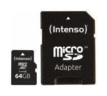 INTENSO Atmiņas karte 3413490 MEMORY MICRO SDXC 64GB C10/W/ADAPTER 3413490 INTENSO