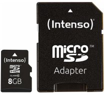 INTENSO Atmiņas karte 3413460 MEMORY MICRO SDHC 8GB C10/W/ADAPTER 3413460 INTENSO