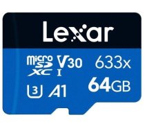 Lexar Atmiņas karte LMS0633064G-BNNNG MEMORY MICRO SDXC 64GB UHS-I/LMS0633064G-BNNNG LEXAR