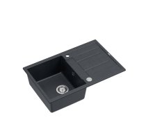 MORGAN 111 1-bowl inset sink with drainer + save space siphon / black diamond / steel elements