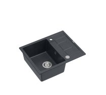 MORGAN 116 1-bowl inset sink with drainer + save space siphon / black diamond / steel elements