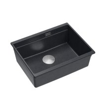 LOGAN 100 GraniteQ black diamond 59,5x45,1x21,5 cm 1-bowl undermount sink with manual siphon / steel