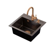 ART JOHNNY 110 Art Copper Black Pearl with manual siphon, mixer tap Naomi and dispenser - black pearl copper