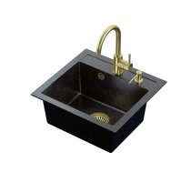 ART JOHNNY 110 Art Gold Black Pearl with manual siphon, mixer tap Naomi and dispenser - black pearl gold