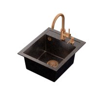 JOHNNY 100 Art Copper Black Pearl with manual siphon, mixer tap Naomi and dispenser - black pearl copper