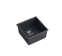 DAVID 40 1-bowl undermount sink with square waste + save space siphon / black diamond / steel elements