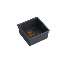 DAVID 40 + nano PVD 1-bowl undermount sink with square waste + save space siphon PVD colour / black diamond / copper elements