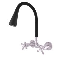 Wall mounted sink lever mixer MORAVA CHROME - Barva chrom/černá,Rozměr 100 mm